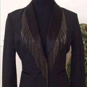 BCBGMAXAZRIA BLEND CHAIN FRILLS BLAZER JACKET SZXs
